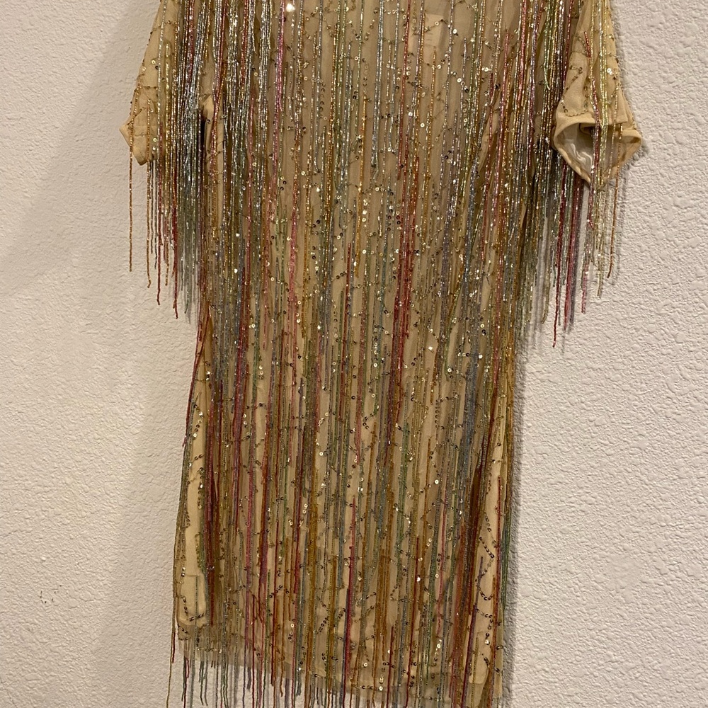 NWT Nasty Gal Multi-Color Beaded Fringe Mini Dress - Picture 9 of 9
